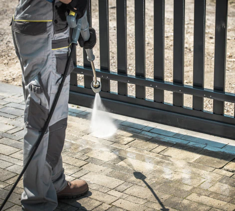 driveway pressure washing on a day light